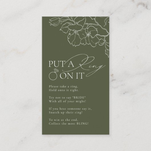 Groene bloemen zetten een ring op het vrijgezellen informatiekaartje (Voorkant)