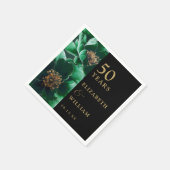 Groene Bloemen Zwart en Goud Chic 50ste Jubileum Servet (Hoek)