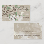 groene bloemenbloemen bloemengrunge taupe visitekaartje (Voorkant / Achterkant)