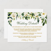 Groene bloemenbruiloft details invoegen Kaart (Voorkant / Achterkant)