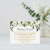 Groene bloemenbruiloft details invoegen Kaart (Staand voorkant)