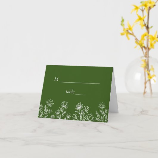 Groene bloemenbruiloft gereserveerde plaatskaarten kaart (Gele Bloem)