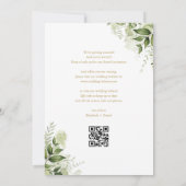 Groene Bloemencode QR Code Gouden Bruiloft Save The Date (Achterkant)