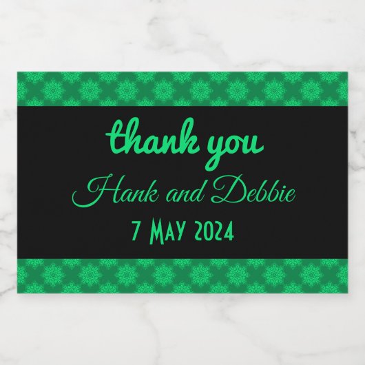 Groene bloemendamast bruiloft sparkling wijnetiket (Enkel label)