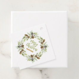 Groene Bloemendennen Kerstkrans Bedankjes Labels