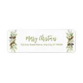 Groene Bloemendennen Kerstkrans Etiket (Voorkant)