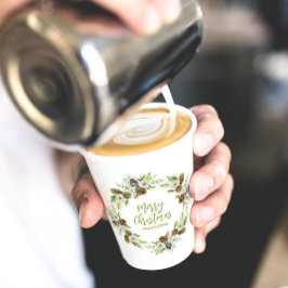 Groene Bloemendennen Kerstkrans Papieren Bekers