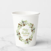 Groene Bloemendennen Kerstkrans Papieren Bekers (Achterkant)