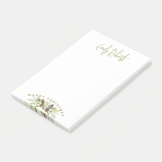 Groene Bloemendennen Kerstkrans Post-it® Notes (Schuin)