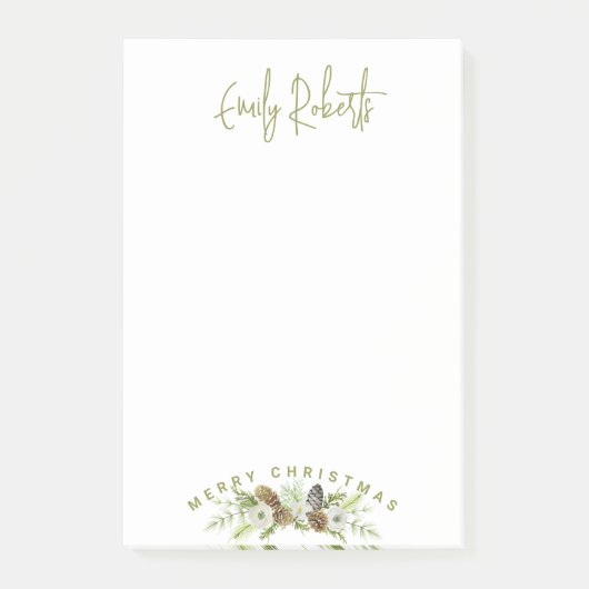 Groene Bloemendennen Kerstkrans Post-it® Notes (Voorkant)