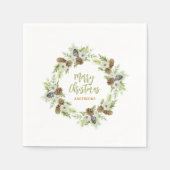 Groene Bloemendennen Kerstkrans Servet (Voorkant)