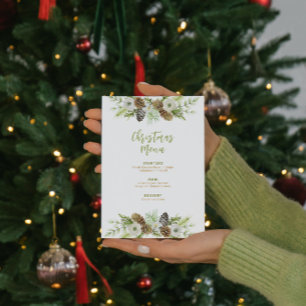 Groene Bloemendennen krans Kerstmis Menu Kaart