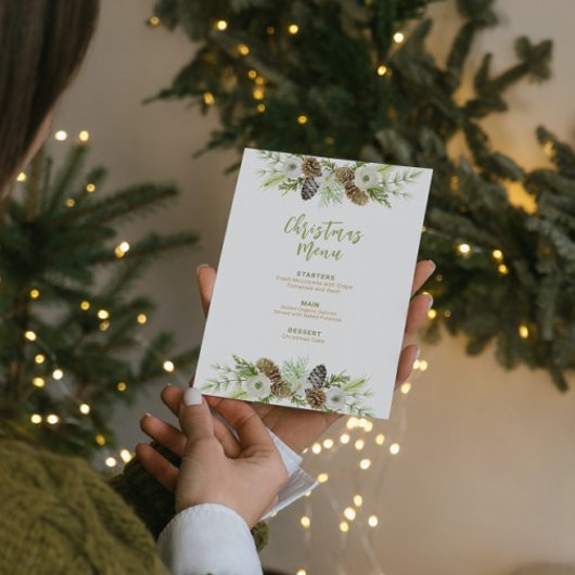 Groene Bloemendennen krans Kerstmis Menu Kaart