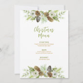 Groene Bloemendennen krans Kerstmis Menu Kaart (Voorkant)
