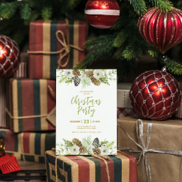 Groene Bloemendennen krans Kerstuitnodiging Kaart