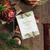 Groene Bloemendennen krans Kerstuitnodiging Kaart