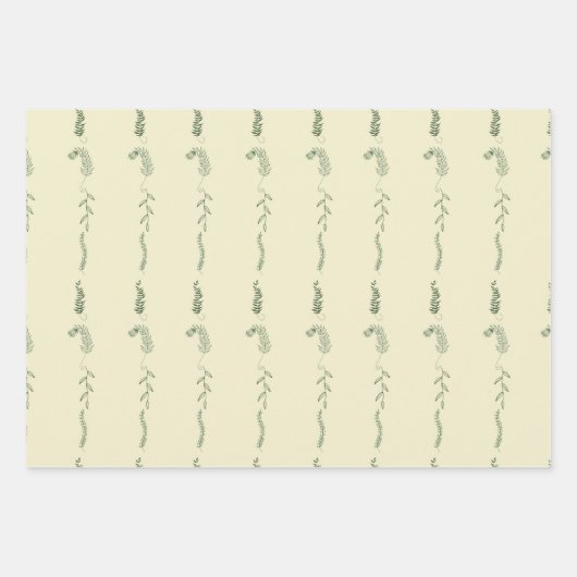 Groene bloemendoedels inpakpapier vel (Voorkant)