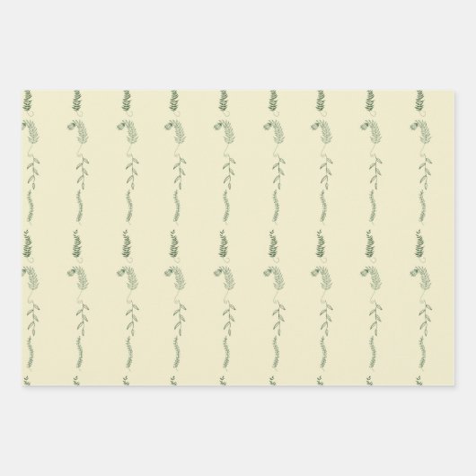 Groene bloemendoodles  inpakpapier vel (Voorkant 3)