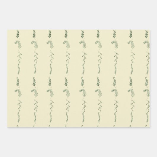 Groene bloemendoodles  inpakpapier vel (Voorkant 2)