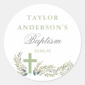 Groene bloemendoop Sticker Labels (Voorkant)