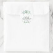 groene bloemeneucalyptus waterverf Bruiloft Ronde Sticker (Tas)