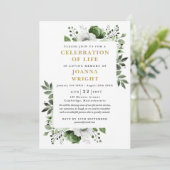 Groene bloemenfoto viering van het leven begrafeni kaart (Staand voorkant)