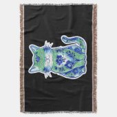 Groene Bloemenkater Deken (Voorkant Verticaal)