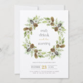 Groene bloemenkrans Kerstuitnodiging Kaart (Voorkant)