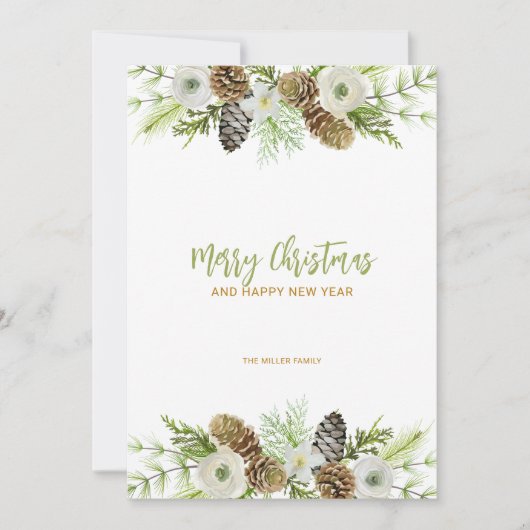 Groene bloemenkrans Kerstuitnodiging Kaart (Voorkant)