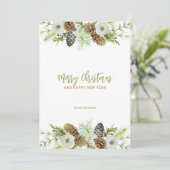 Groene bloemenkrans Kerstuitnodiging Kaart (Staand voorkant)