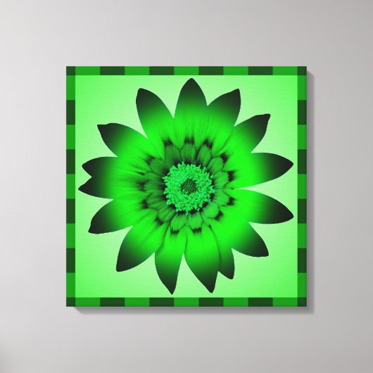 Groene bloemenkunstwerk - omhuld canvas (Voorkant)