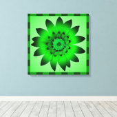 Groene bloemenkunstwerk - omhuld canvas (Insitu (Houten vloer))