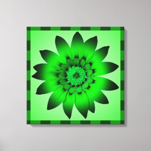 Groene bloemenkunstwerk - omhuld canvas afdruk
