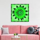 Groene bloemenkunstwerk - omhuld canvas afdruk (Insitu (Woonkamer))