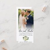 Groene Bloemenliefde en Bedankt Bruiloft Kaart (Voorkant / Achterkant in situ)