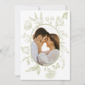 Groene Bloemenlijn Kunst Bloemenvlinder Foto Bedankkaart (Voorkant)