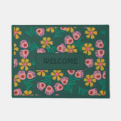 Groene bloemenmoderne vrouwelijke deurmat (Voorkant)