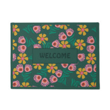 Groene bloemenmoderne  vrouwelijke deurmat