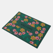 Groene bloemenmoderne vrouwelijke deurmat (Schuin)