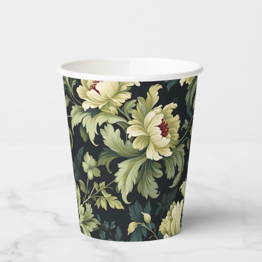 Groene Bloemenpioen Modern Papieren Bekers (Links)