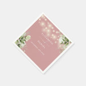 Groene bloemenslingerlichtjes Stof Roze Bruiloft Servet (Hoek)