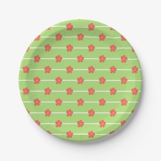 Groene bloementegels papieren bordje (Voorkant)