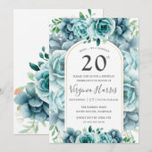 Groene bloementuin 20e verjaardag kaart (Voorkant / Achterkant)