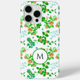 Groene bloementuin monogram iPhone 15 pro max hoesje