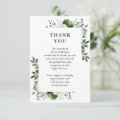 Groene bloemenviering van het leven begrafenisfoto bedankkaart (Staand voorkant)