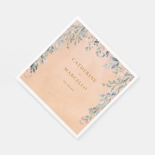 Groene Bloemenwaterval Rustieke Bruiloft Servet (Hoek)