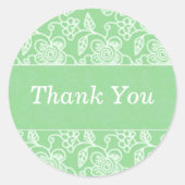 Groene Bloemenwervelingen Dank u Stickers (Voorkant)