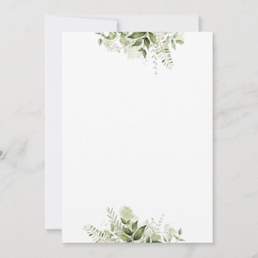 Groene Bloemguirlande Monogram Bruiloft Kaart (Achterkant)