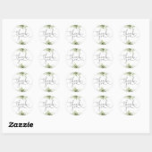 Groene Bloemhart Script Bedankt Ronde Sticker (Vel)