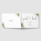 Groene Bloemhart Script Bruiloft Gastenboek (Volledig)
